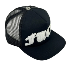 Chrome Hearts 'Fuck' White Leather Patch Trucker Hat