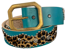 Studded 'Cheetah Hair' Spider Gem Teal Belt