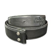 Chrome Hearts 'Black' Leather 2 Cross Patch Cemetery Belt Strap