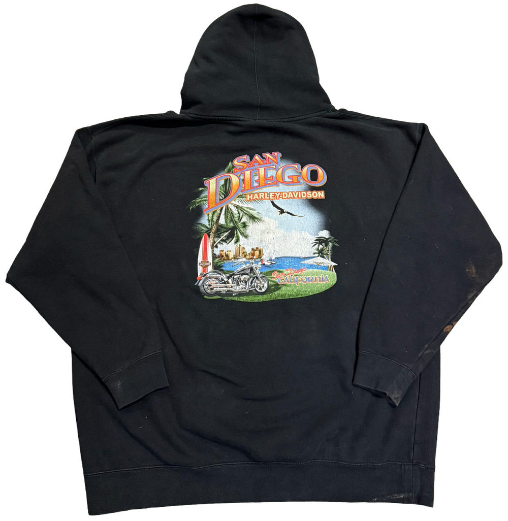 Harley Davidson 'San Diego, CA' Black Vintage Hoodie