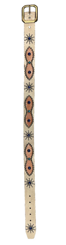 Studded 'Blue Sun' Tan Belt