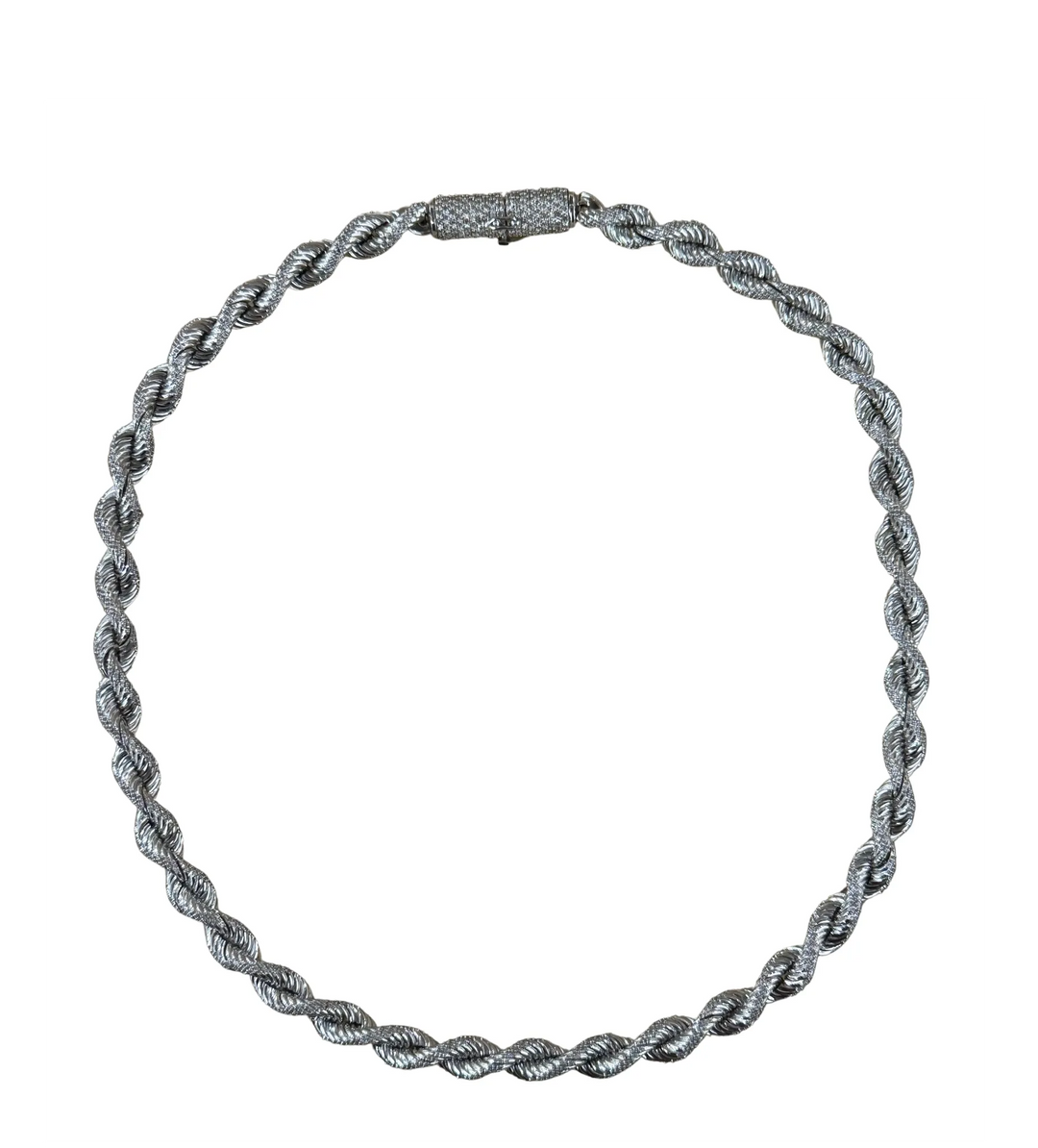 White Gold Diamond 22in Rope Necklace 