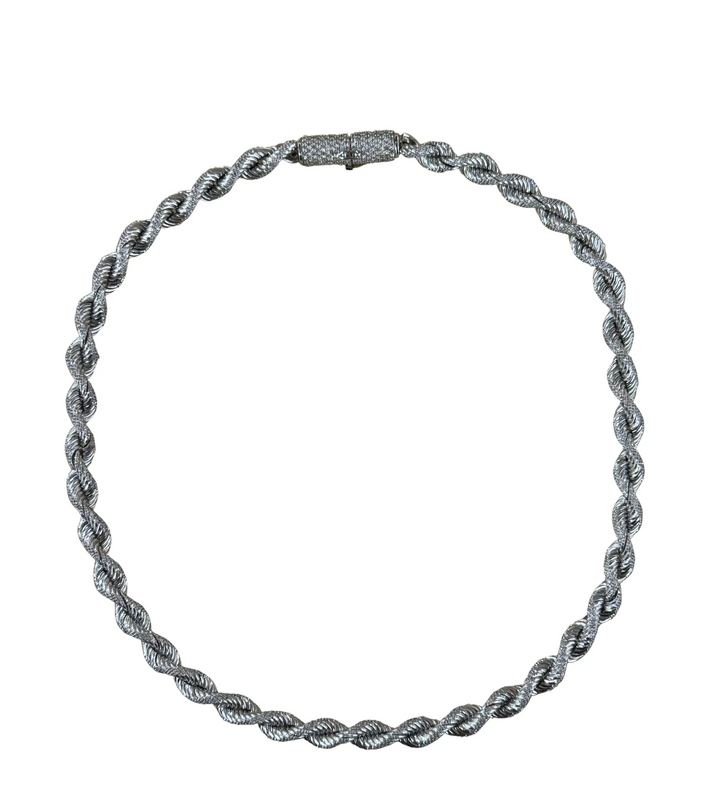 White Gold Diamond 22in Rope Necklace 