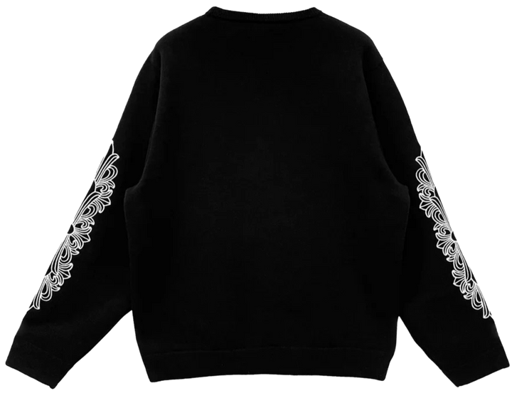 Chrome Hearts Cashmere Embroidered Floral Sleeve Black Sweater