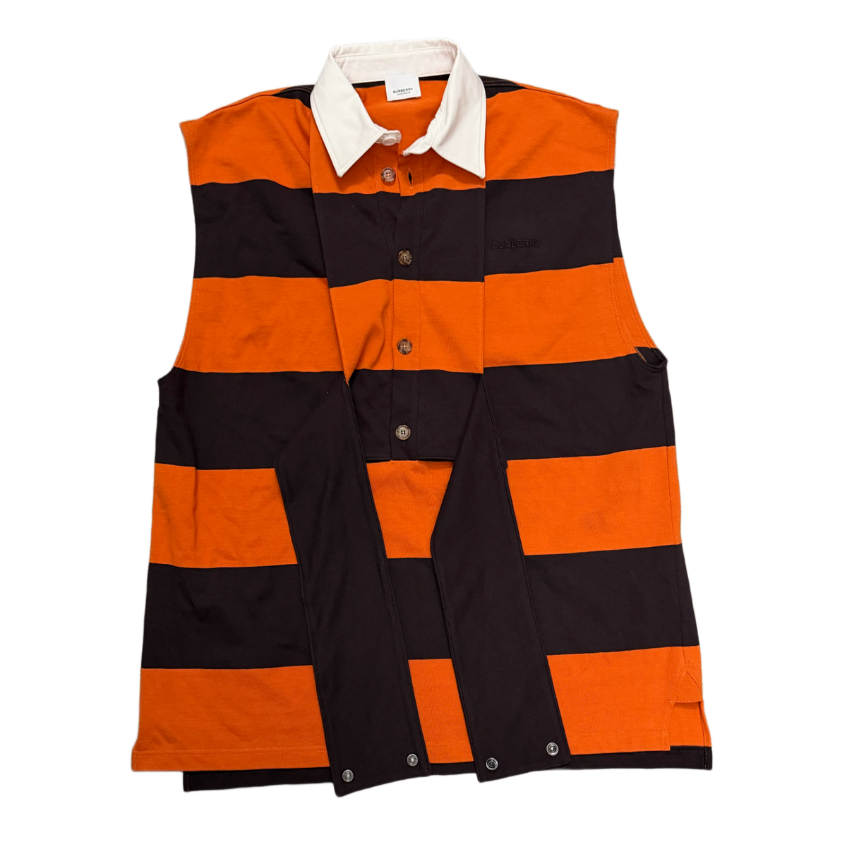 Burberry 'Orange' Stripe Sleeveless Polo