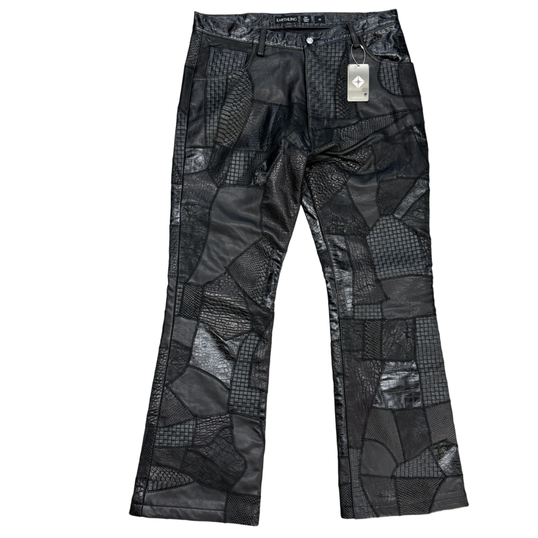 Earthling VIP 'Black Patches' Leather Flare Pants