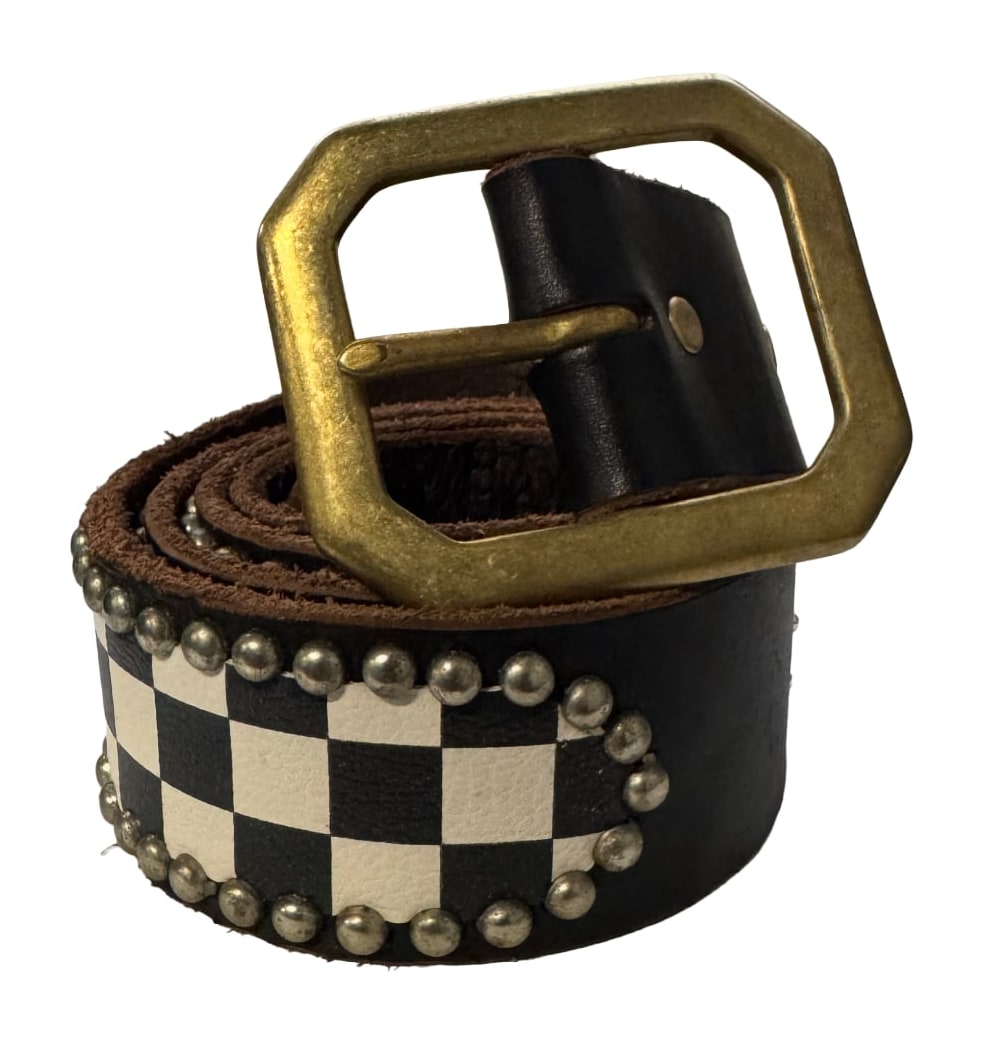 Studded 'Checkered Sun' Black Belt