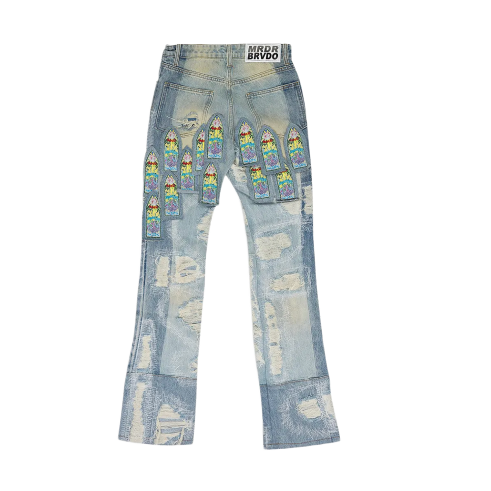 Who Decides War 'Stained Cathedral Glass & Distressed Blue' Denim Jeans