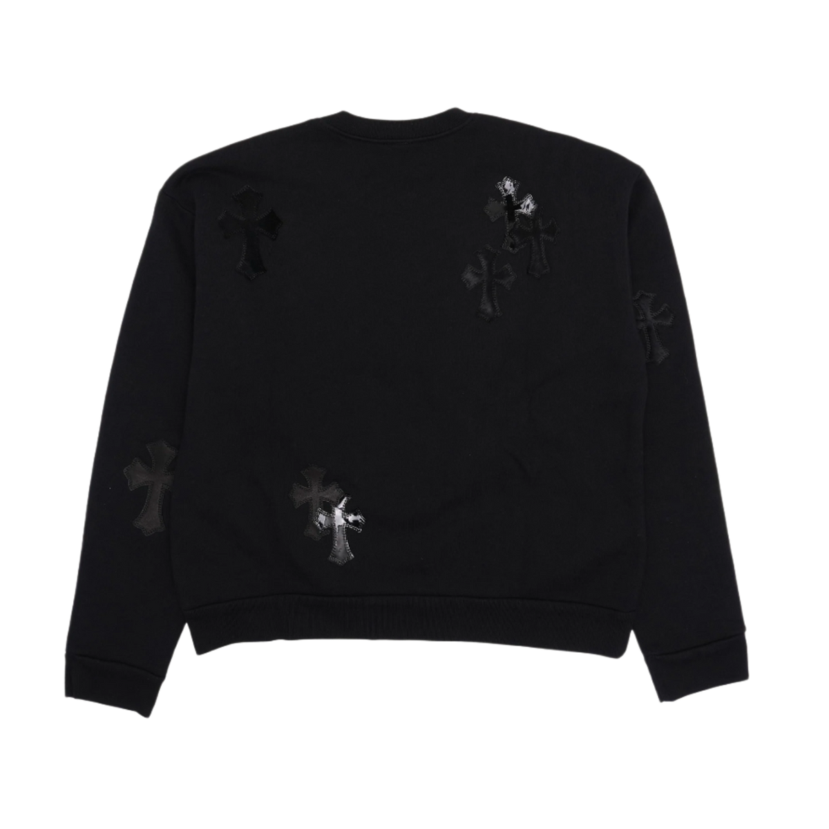 Chrome Hearts 'Cross Pony Patent Leather Patch' Black Crewneck Sweater