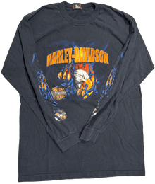 Harley Davidson 'Peninsula Redwood City' Vintage Longsleeve Black Tee