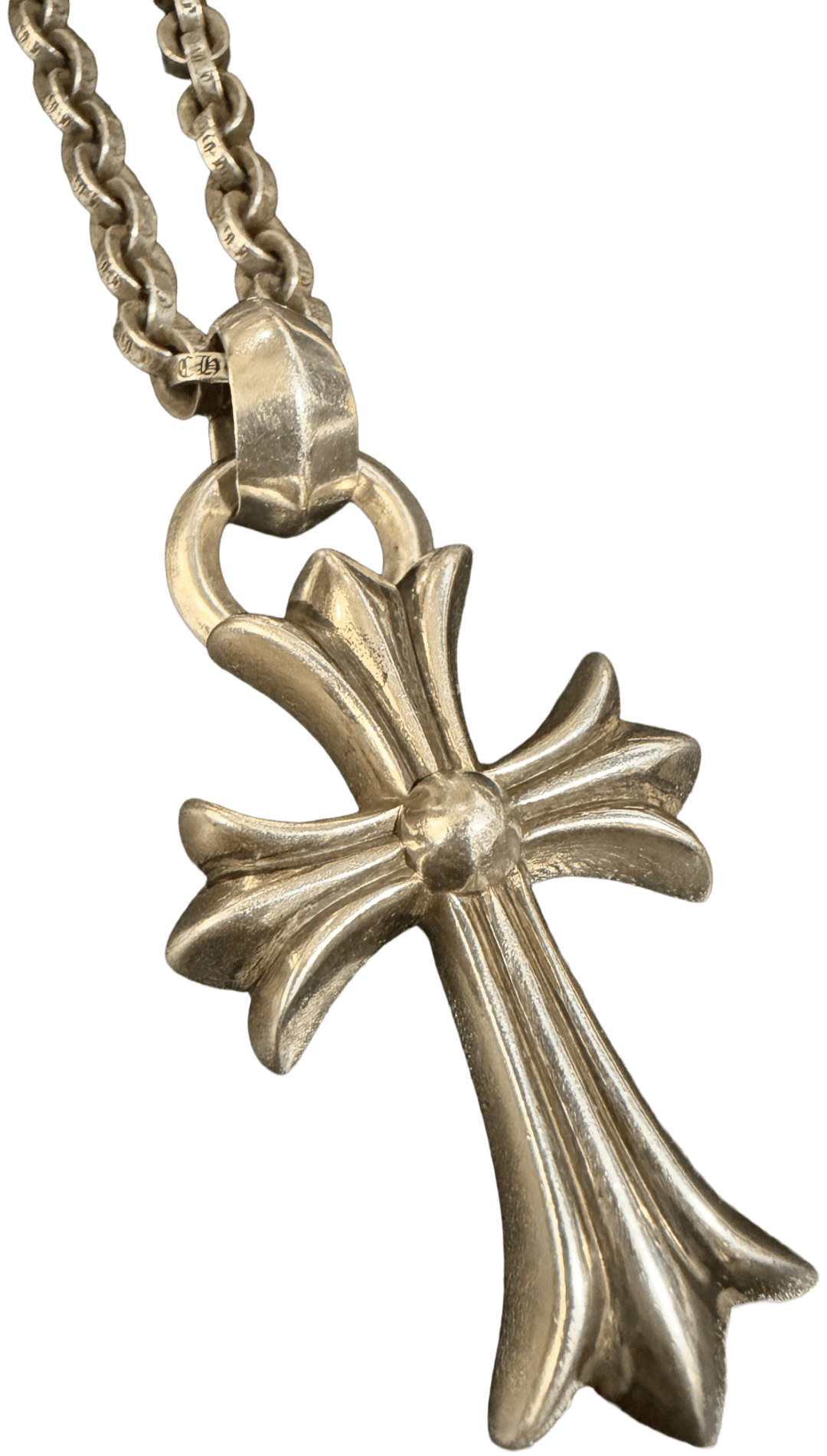 Chrome Hearts 'Cross Pendant' Silver Paper Chain Necklace