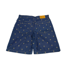 Louis Vuitton Embroidered Signature Denim Shorts Indigo