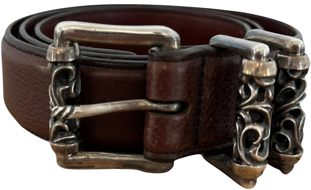 Chrome Hearts 'Double Roller' Brown Leather Belt