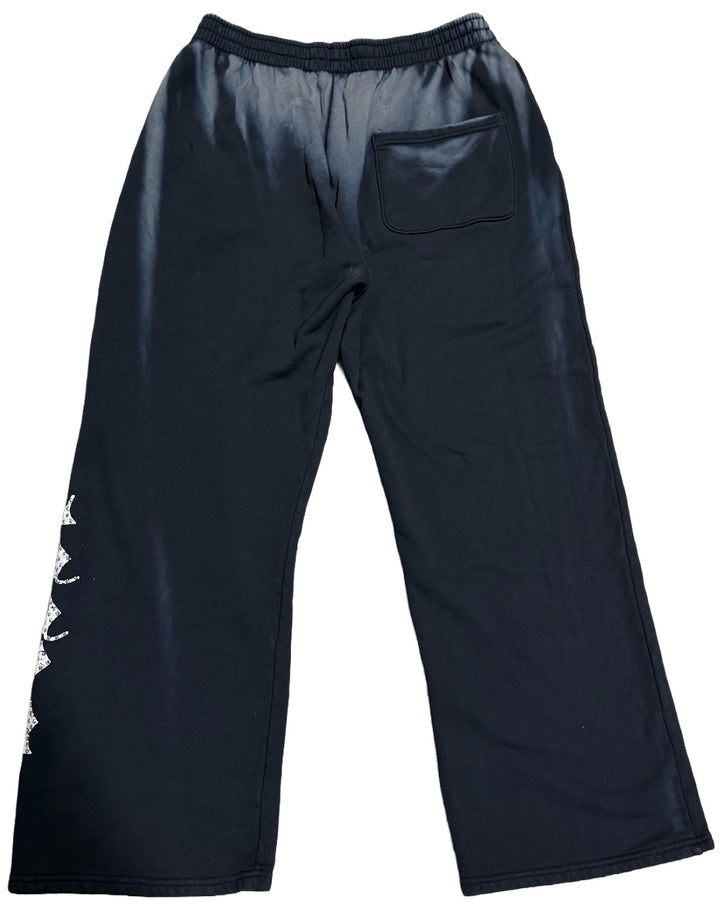 Bossi 'Flame' Washed Black Rhinestone Sweatpants