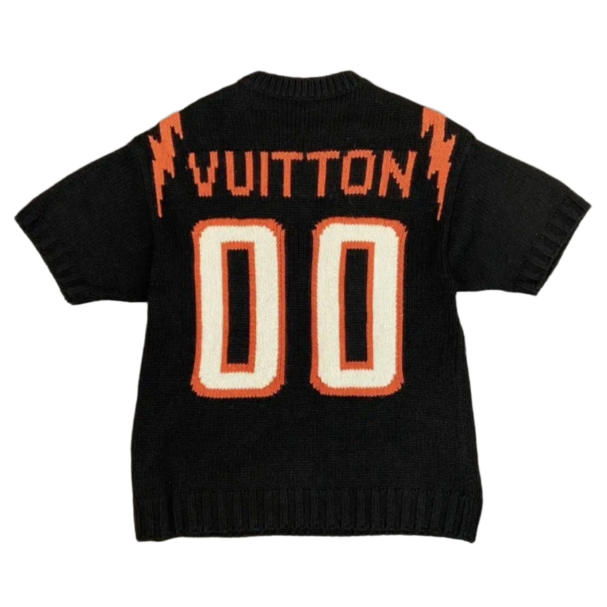 Louis Vuitton 'Chunky Intarsia Football' Black Short Sleeve Knit