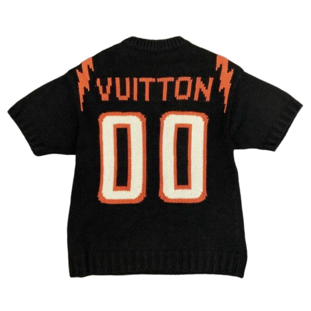 Louis Vuitton 'Chunky Intarsia Football' Black Short Sleeve Knit