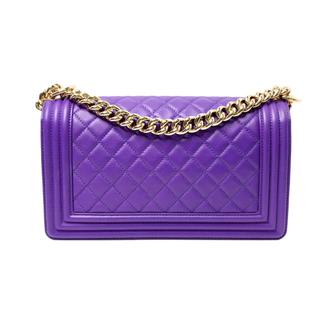 Chanel 'Purple' Gold-Tone Hardware Lambskin Boy Handbag