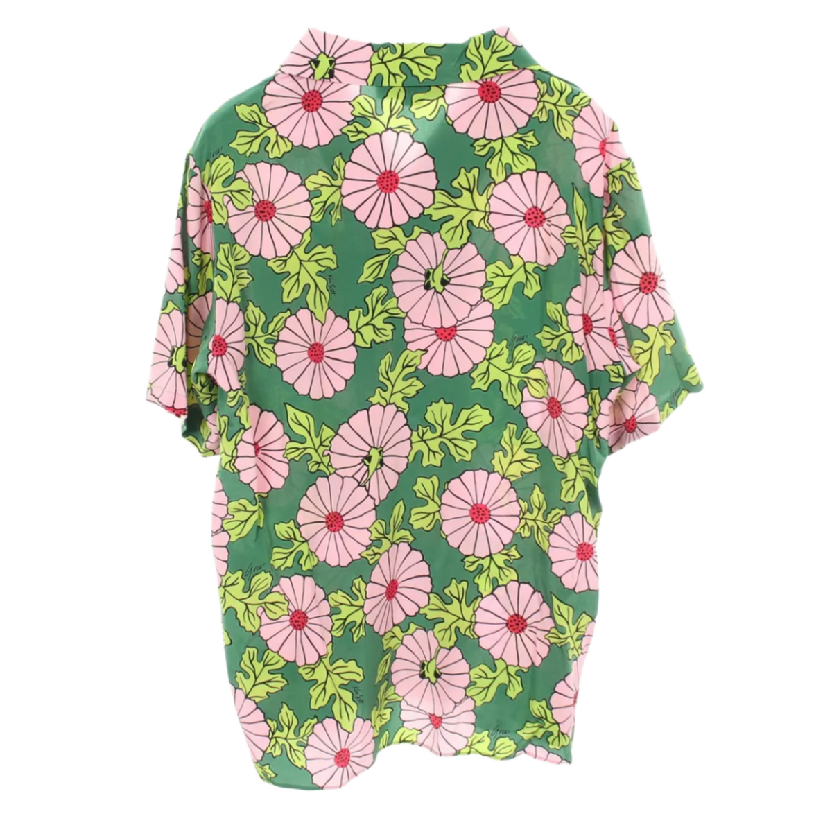Gucci 'Green/Pink' Floral Silk Camp Collar Shirt