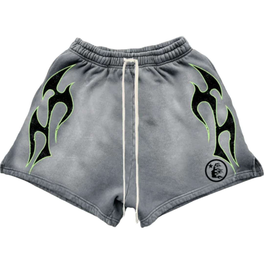 Hellstar Green Flame Shorts