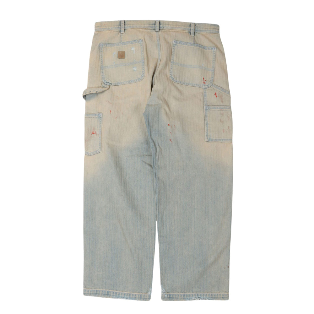 Enfants Riches Deprimes Straight Leg Paint-Splattered Distressed Herringbone Jeans