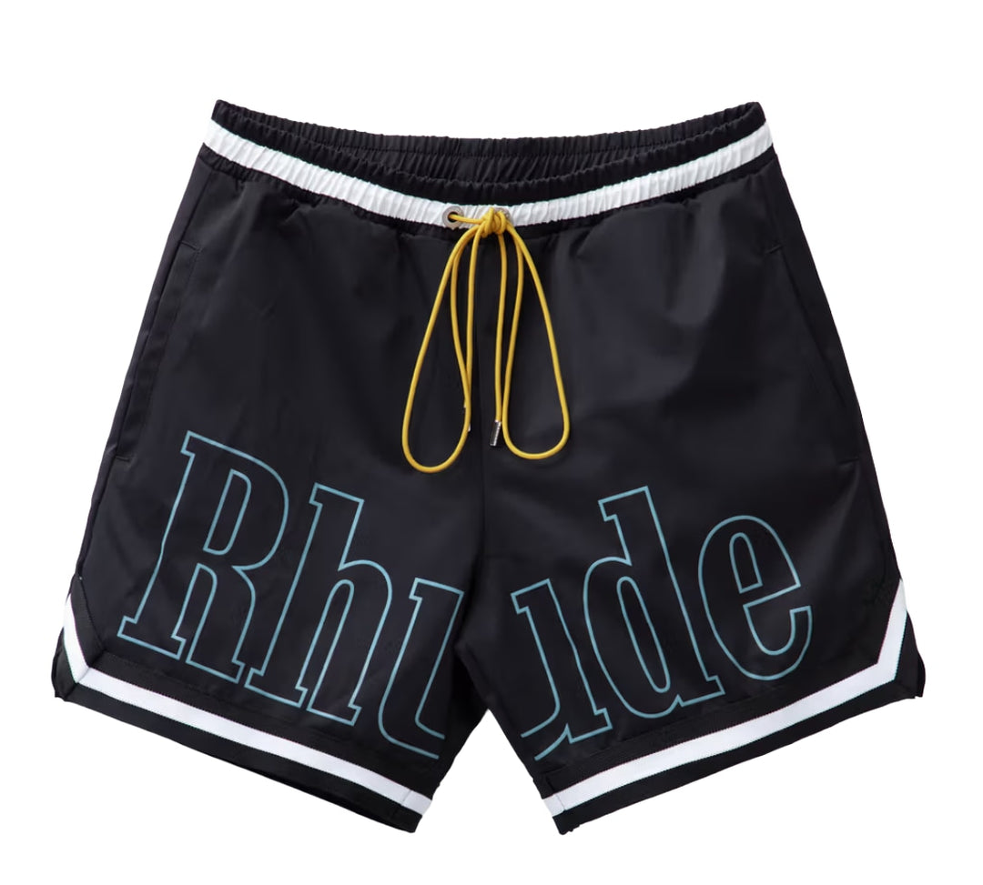 Rhude 'Blue Logo' Black Basketball Swim Shorts