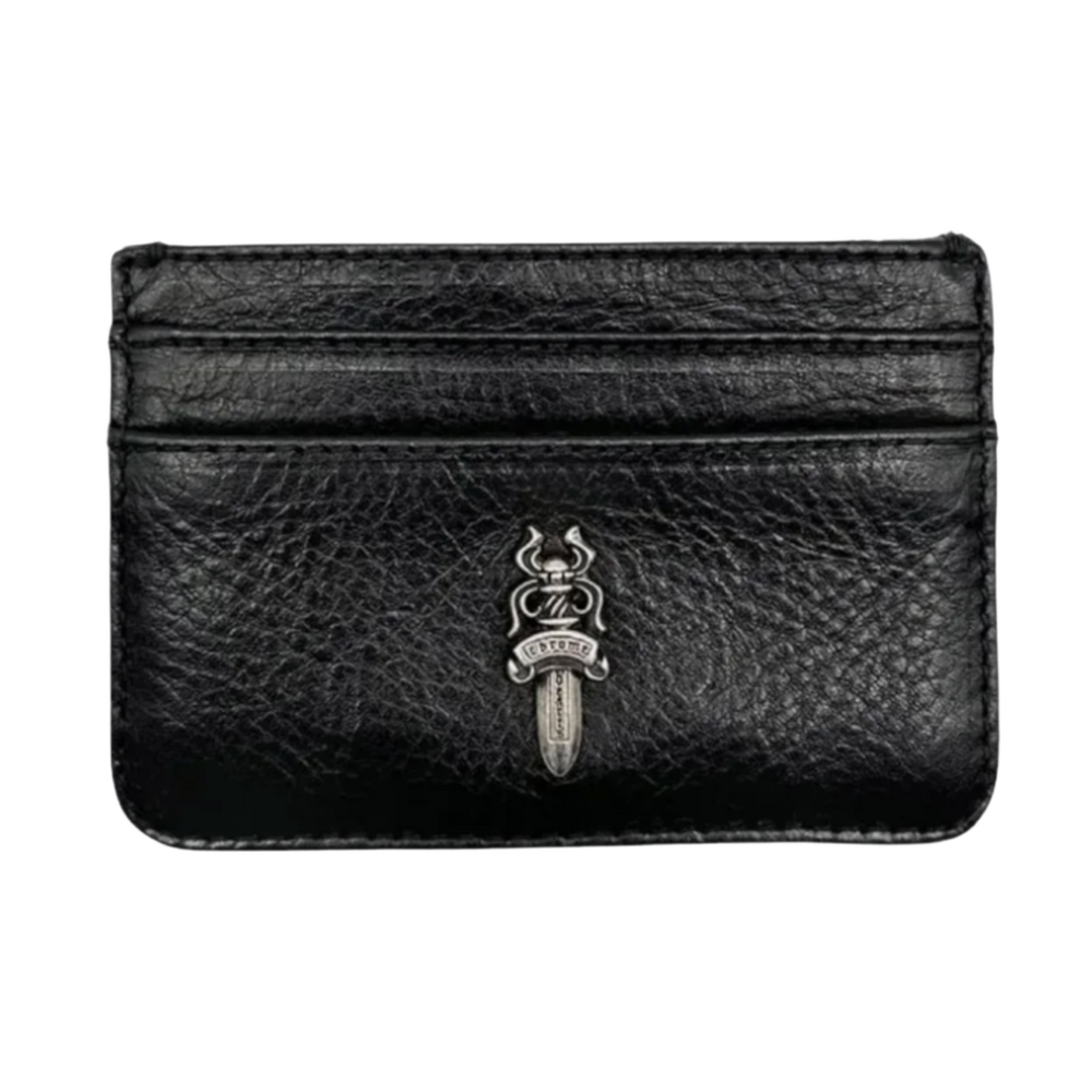 Chrome Hearts 'Black' Leather Dagger Scroll Card Holder 