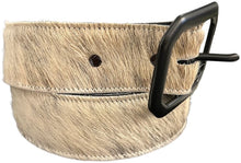 White Striped End Cowhair Belt