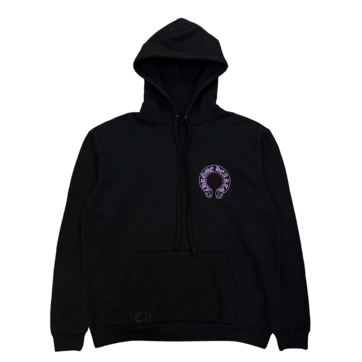 Chrome Hearts Friends and Family 'Purple Glitter' Horseshoe Floral Black Hoodie