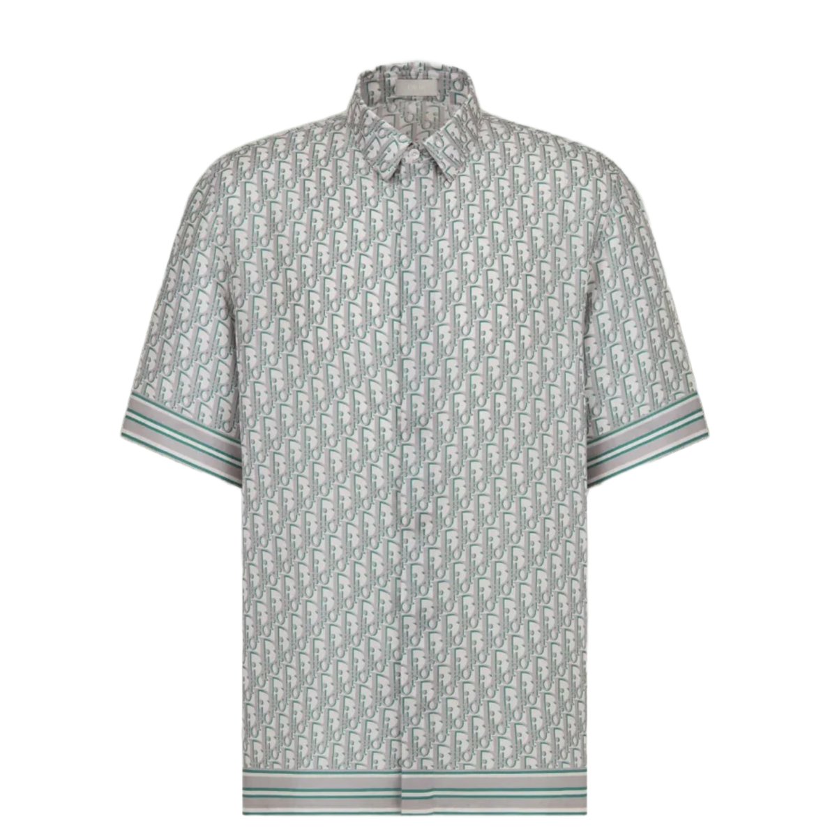 Dior 'White/Grey/Green' Oblique Silk Button Up Shirt