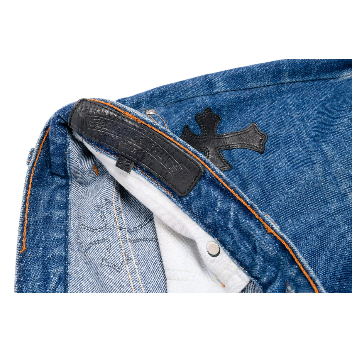Chrome Hearts 'Blue' 14 Patch Orange Tab Levis 517 Jeans