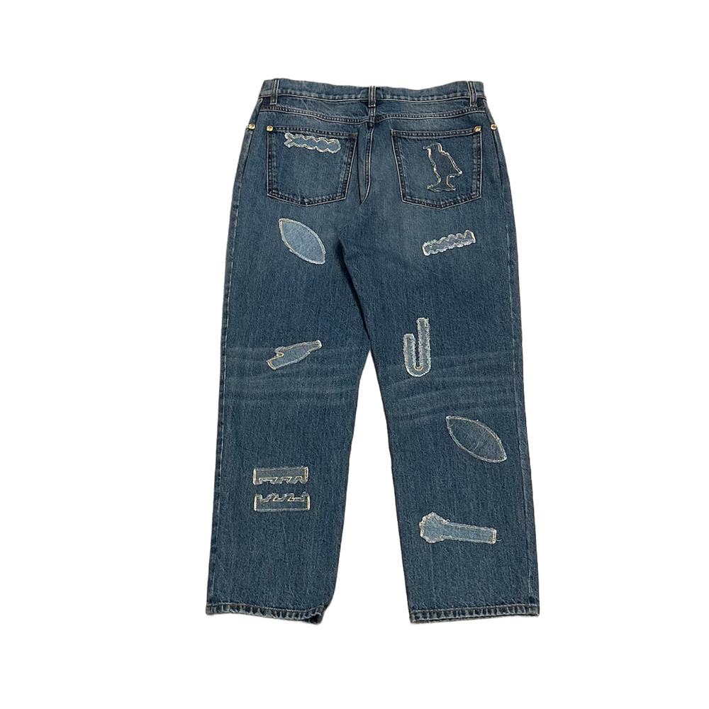 Chanel 'Blue' Embossed Egypt Patch Jeans