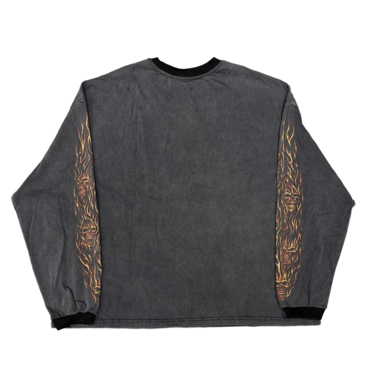 Greedy Unit 'Skull Flames' Black Ringer Longsleeve