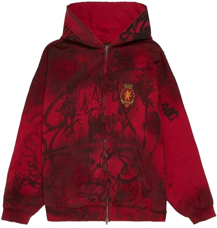 Balenciaga 'Red' Skater Zip Up Hoodie