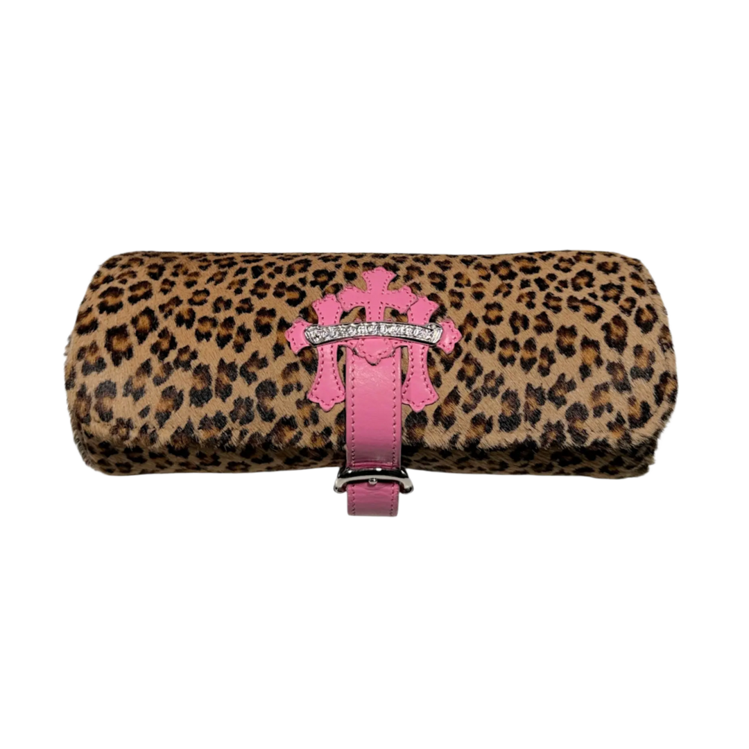 Chrome Hearts 'Cheetah Print' Cemetery Cross Patch Watch Roll