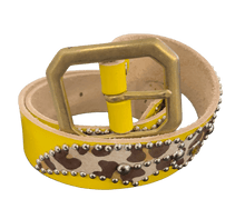 Studded 'Cheetah Fur Spider Gem' Yellow Belt