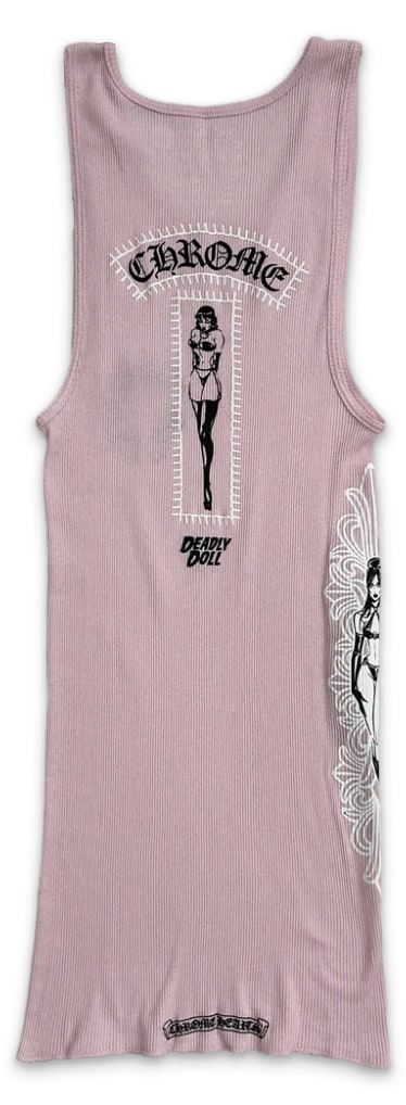 Chrome Hearts 'Deadly Doll' Pink Floral Tank Top
