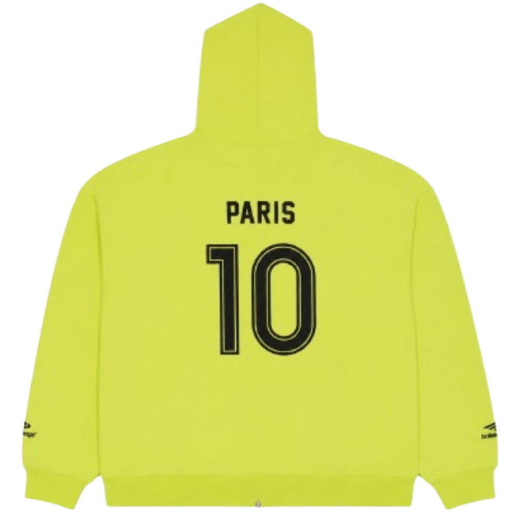 Balenciaga 'Neon Green' Soccer Logo Printed Zip Up Hoodie