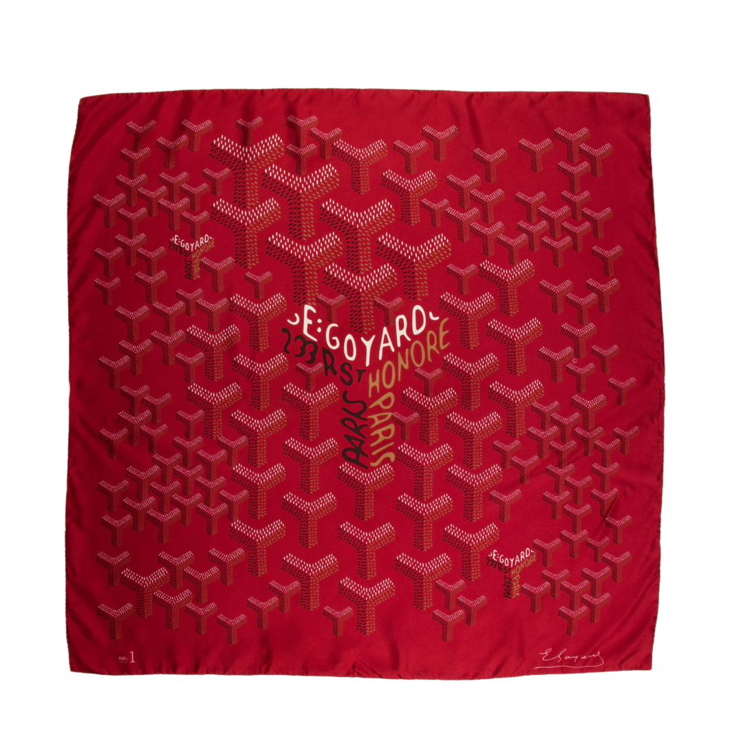Goyard Goyardine 'No.1 Burgundy' Silk Scarf