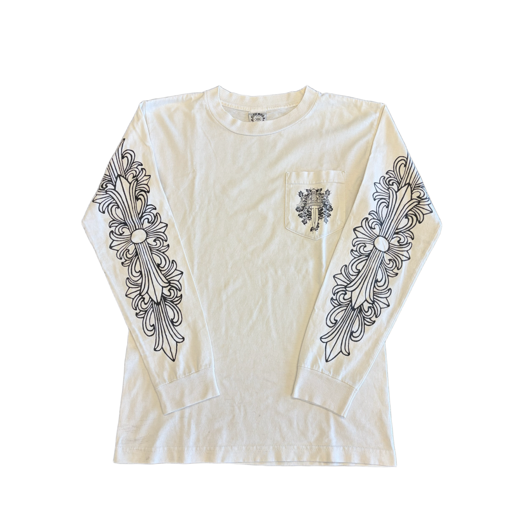 Chrome Hearts Vintage White 'Floral Dagger' Longsleeve 