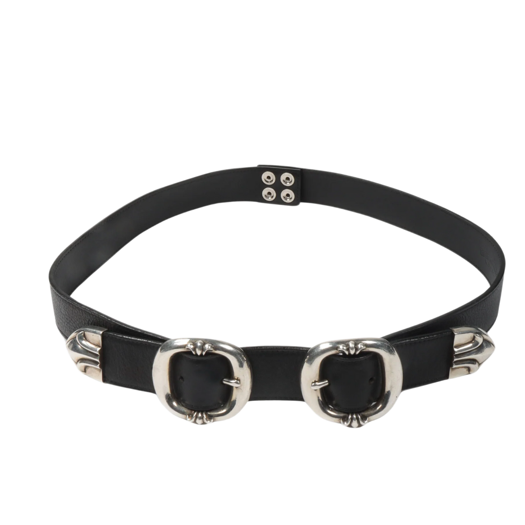 Chrome Hearts 'Double Gunslinger Buckle' Black Belt
