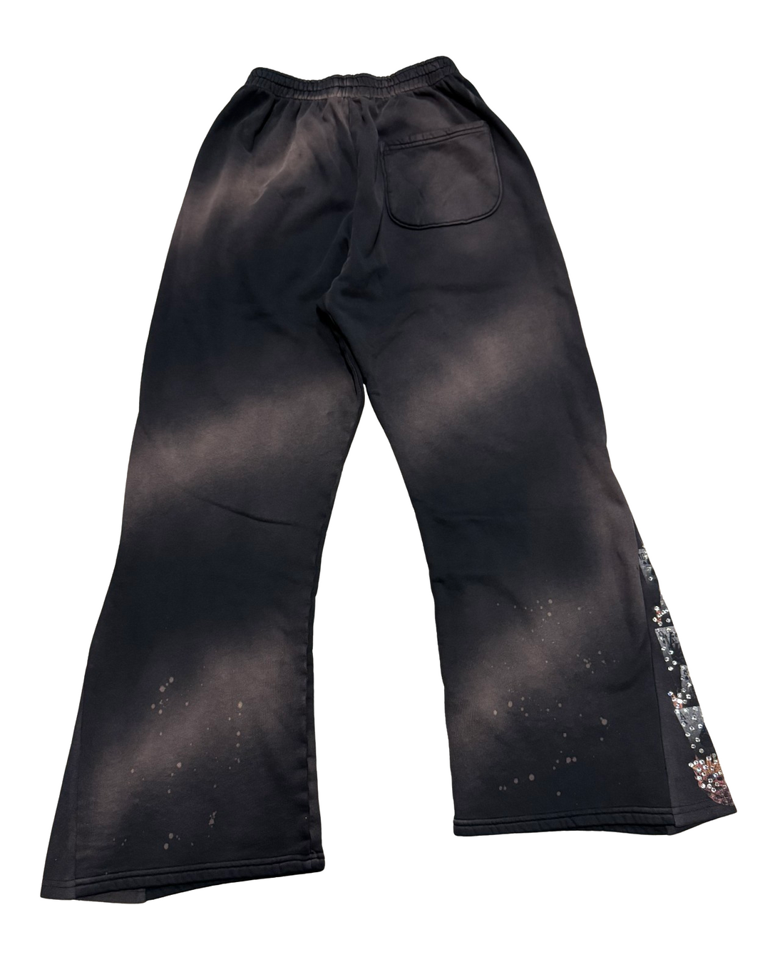 Bossi 'Spades' Bleached Rhinestone Flare Sweatapants