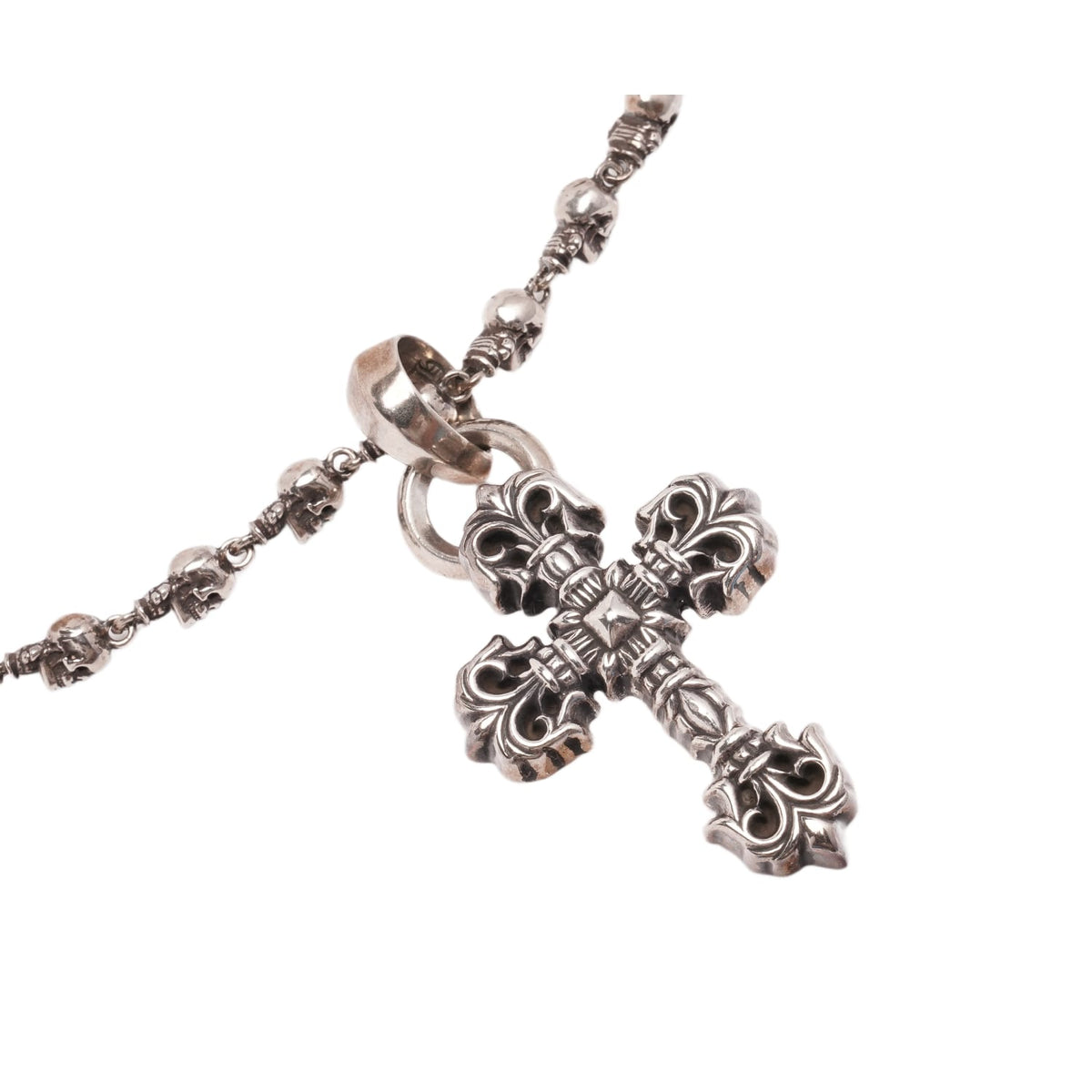 Chrome Hearts 'Silver' Foti Skull Filagree 30in Pendant Necklace
