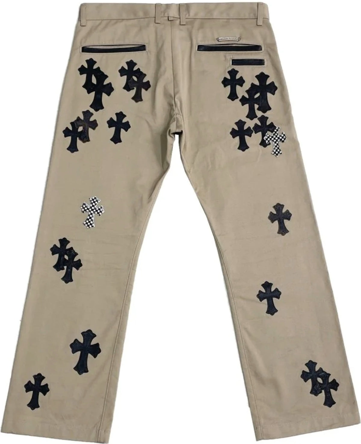 Chrome Hearts 'Black Camo Checker' Cross Patch Tan Chino Pants