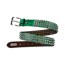 Bossi 'Silver on Green Paint' Studded Belt