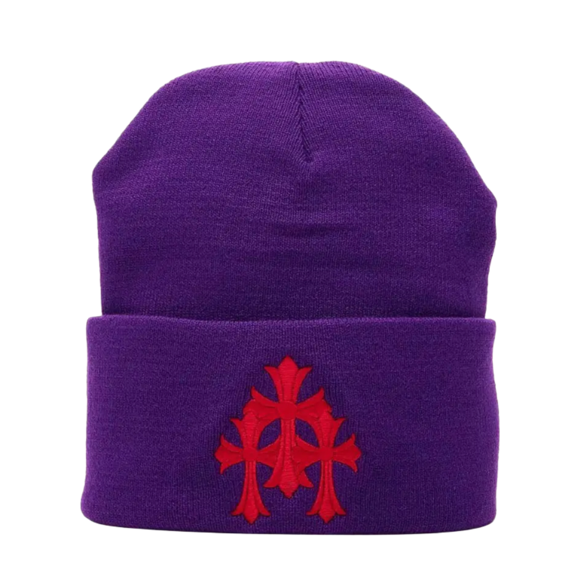 Chrome Hearts 'Triple Cross' Purple Beanie