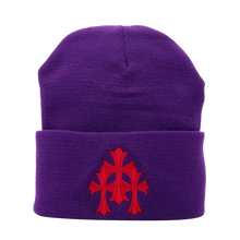 Chrome Hearts 'Triple Cross' Purple Beanie
