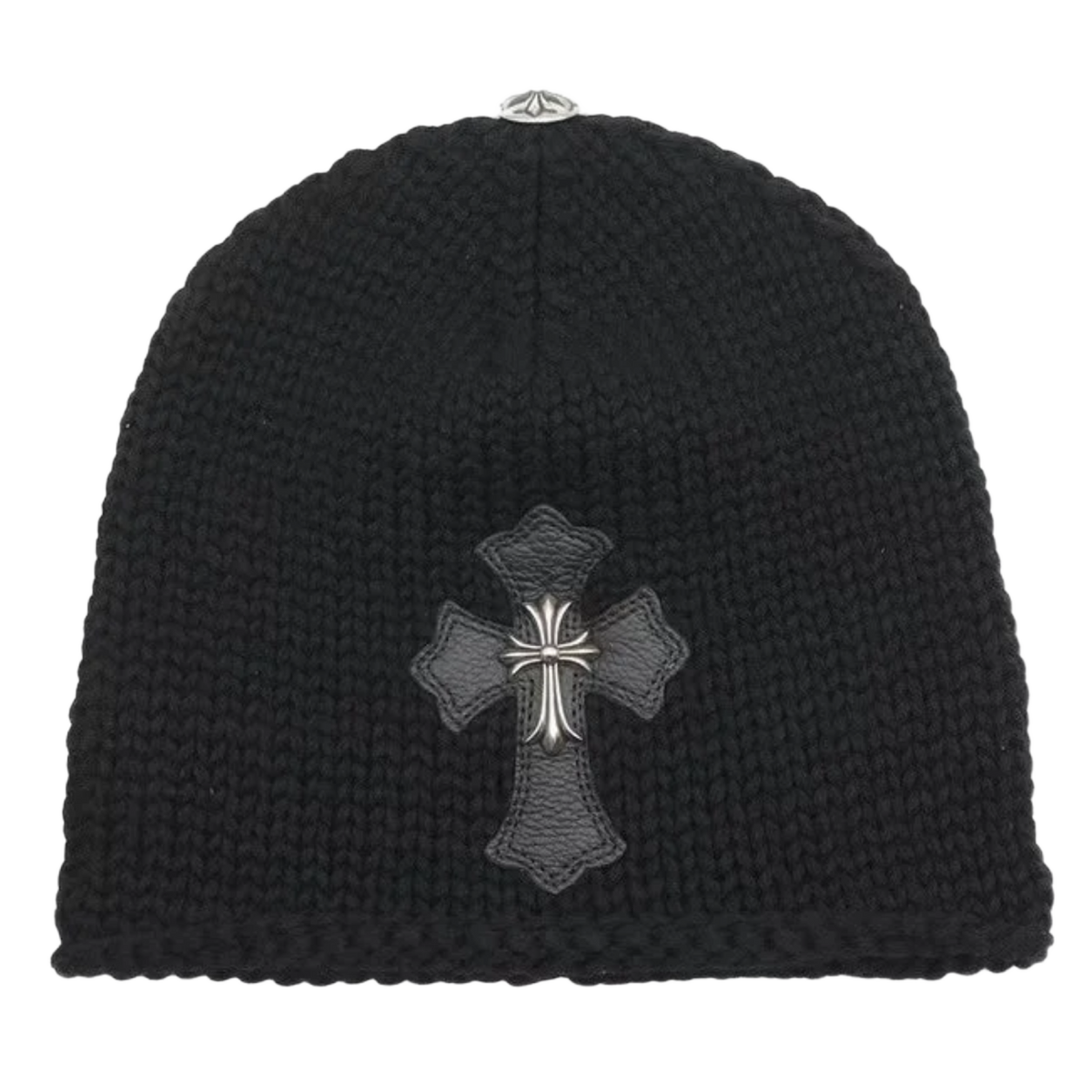Chrome Hearts 'Black' Silver Cross Patch Cashmere Beanie