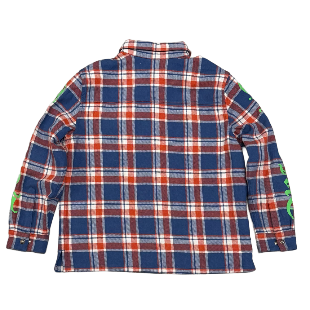 Chrome Hearts 'Green Logo' Blue Kids Flannel Shirt