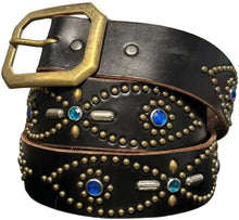 Studded 'Blue/Turquoise Gem' Black Belt
