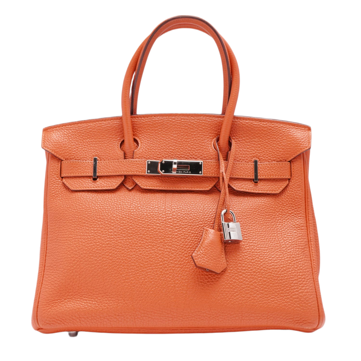 Hermès 'Orange' Palladium Hardware Birkin 30 Bag